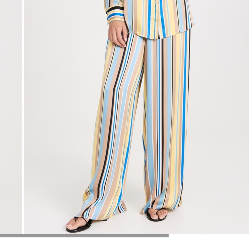Favorite Daughter Striped Wide-Leg Pants in Blue, Yellow, Tan